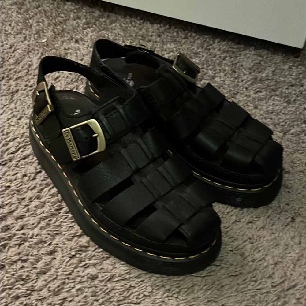 Dr. Martens Black Leather Sandals with Adjustable Buckle - Picture 2 of 13